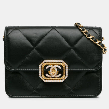 Quilted Calfskin Strass Clutch With Chain Flap