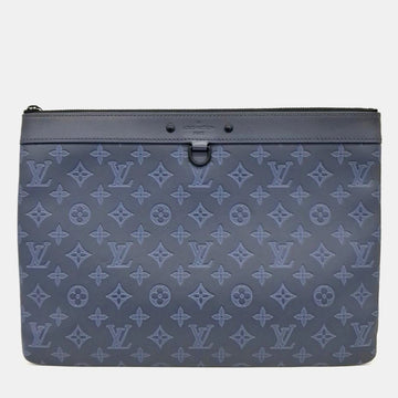 Blue/Black Leather Shadow Discovery Pochette Clutch