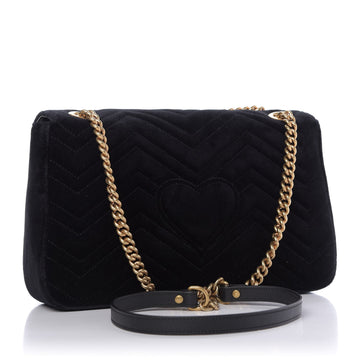 GUCCI VELVET MATELASSE LOVED EMBROIDERED GG MARMONT BAG