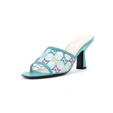 Women's Heeled Mule Sandals Crystal EC Embellished Mesh
