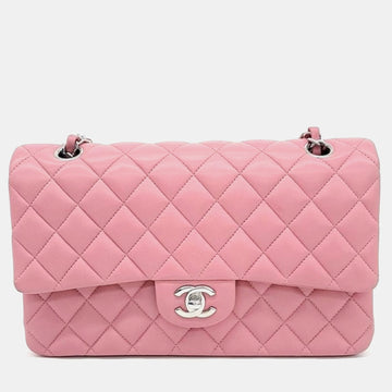 Pink Lambskin Leather Classic Medium Shoulder Bag