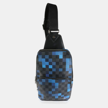 Blue/Black Limited Edition Damier Graphite Pixel Avenue Sling Bag
