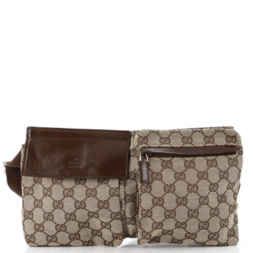 GUCCI Vintage Double Belt Bag GG Canvas