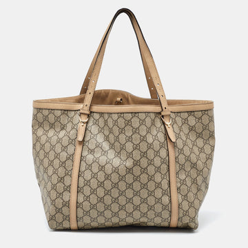 Beige GG Supreme Canvas and Leather Nice Tote