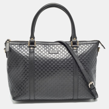 Black Guccissima Leather Zip Tote