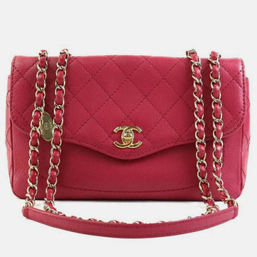 Pink Gold Leather Matelasse Bag
