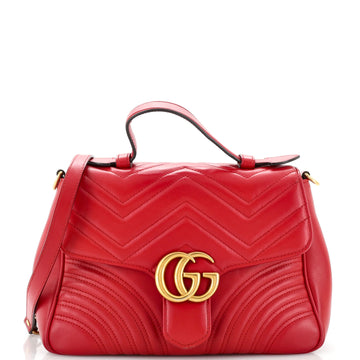 EC Marmont Top Handle Flap Bag Matelasse Leather Small