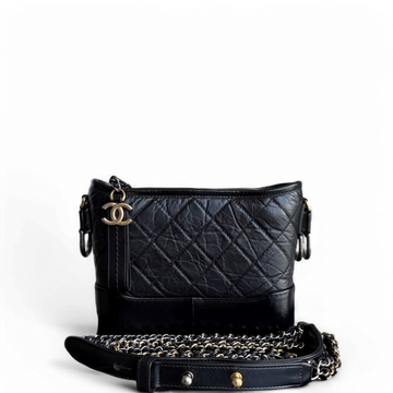 Chanel Gabrielle Small - Quilted Aged Calfskin Black Two-tone Gold Hardware