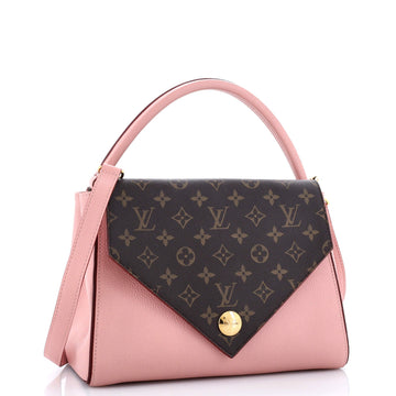 Louis Vuitton Double V Handbag Calfskin with Monogram Canvas