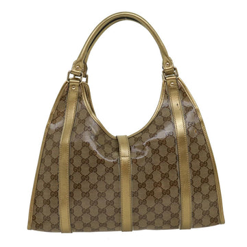 GUCCI EC Canvas Shoulder Bag Coated Canvas Beige Gold  30355