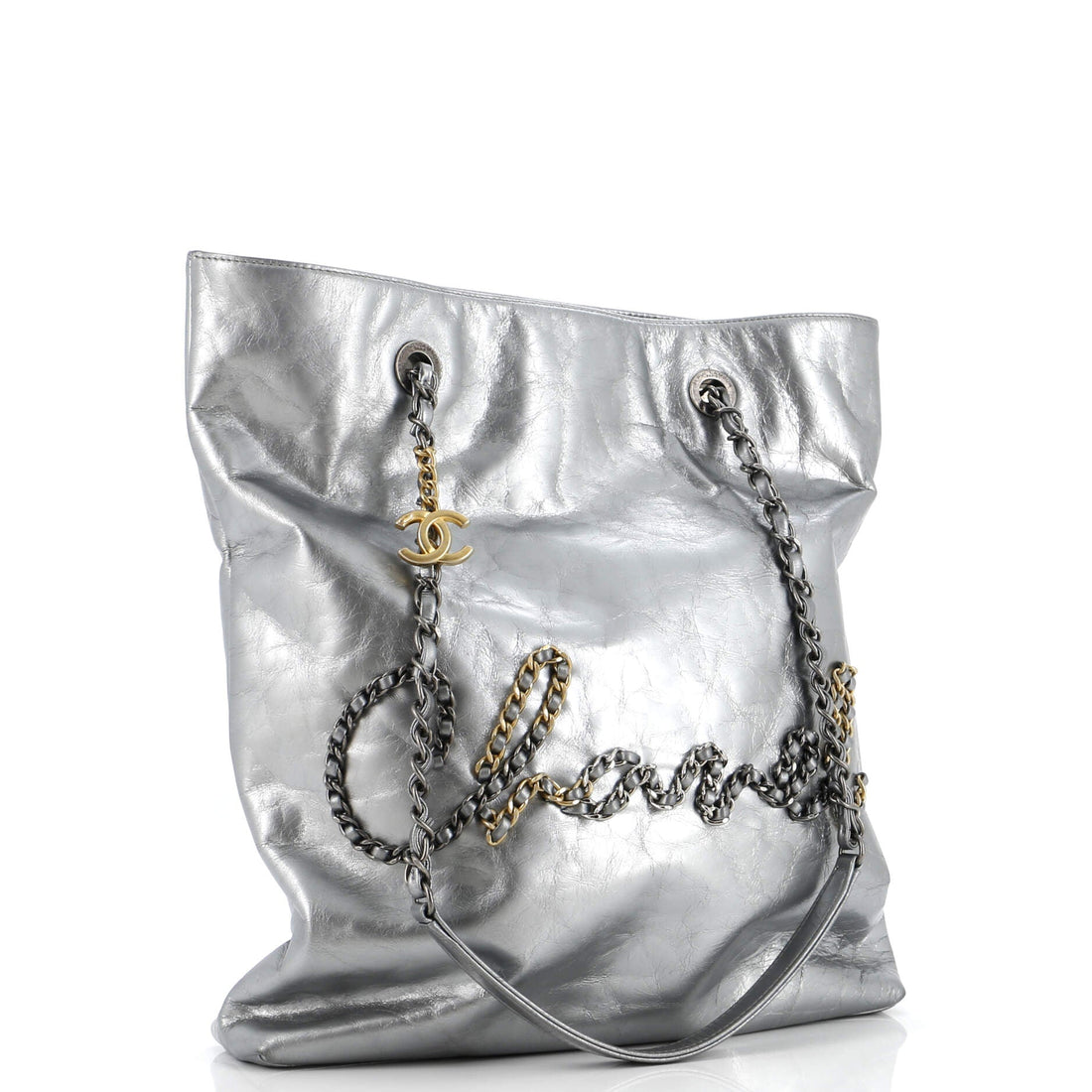 Signature Shopping Tote Leather with Metal