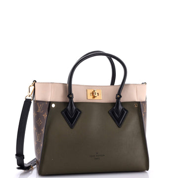 Louis Vuitton On My Side Tote Leather with Monogram Canvas MM