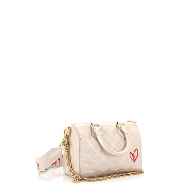 Louis Vuitton Speedy Bandouliere Bag Limited Edition Fall in Love Monogram Embossed Lambskin 22