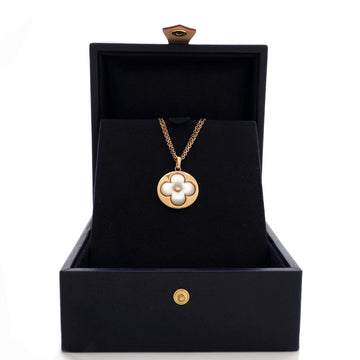 Louis Vuitton Color Blossom Medallion Pendant Necklace 18K Rose Gold with Mother of Pearl and Diamond XL
