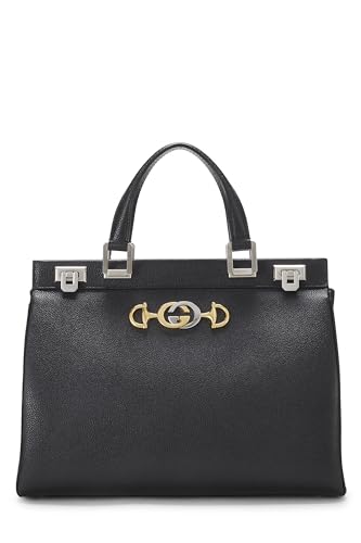 Gucci, Black Leather Zumi Top Handle Bag Medium, Black