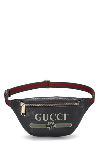 Gucci, Black Leather Logo Printed Belt Bag Small, Black