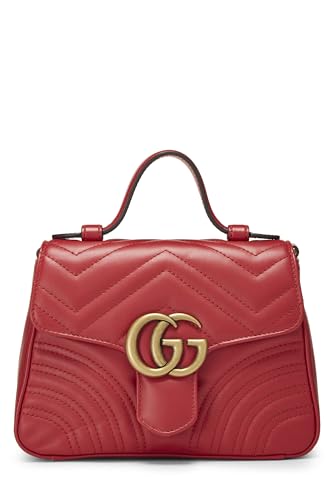 Gucci, Red Leather CS Marmont Top Handle Bag Mini, Red