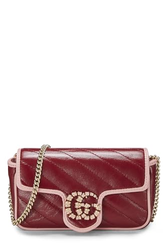 Gucci, Red Leather Torchon CS Marmont Shoulder Bag Min, Multi