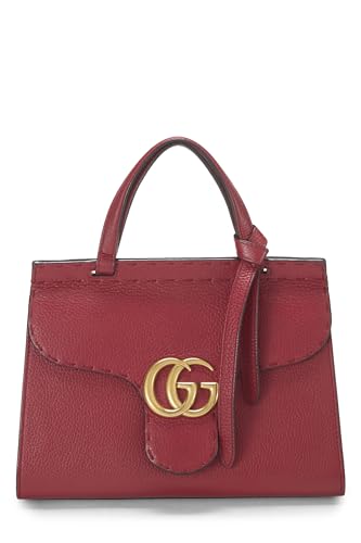 Gucci, Red Leather CS Marmont Top Handle Flap Bag Mini, Red