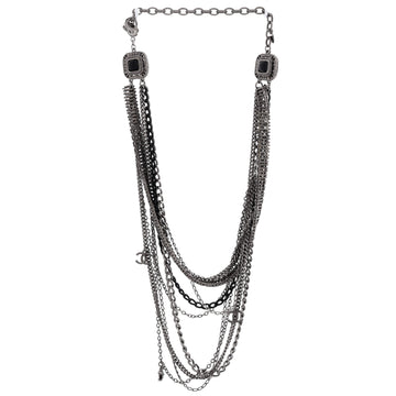 CC Multistrand Loop Chain Necklace Metal and Enamel with Crystals