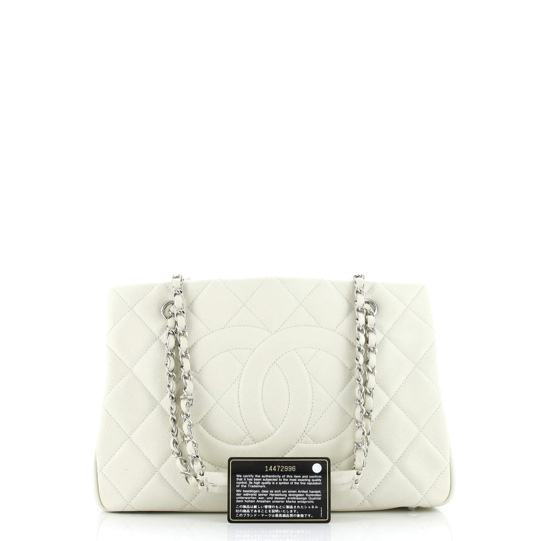 Timeless CC Shopping Tote Quilted Caviar Medium