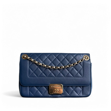 Chanel Chic With Me Medium - Lambskin Quilted 25CM Navy Blue Gold Hardware Series 18