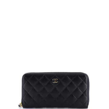Zip Around Wallet Quilted Caviar Long