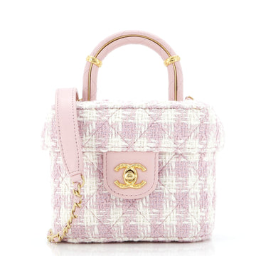 CC Top Handle Flap Vanity Case Quilted Tweed Small