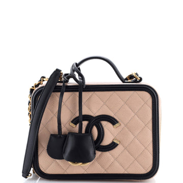 Filigree Vanity Case Quilted Caviar Medium
