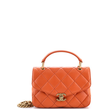Top Handle Flap Bag Quilted Calfskin