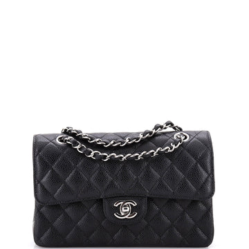 Classic Double Flap Bag Quilted Caviar Small