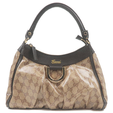 GUCCI CS Crystal Leather Shoulder Bag Beige Brown 265692