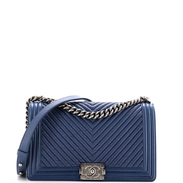 Boy Flap Bag Chevron Wrinkled Lambskin New Medium