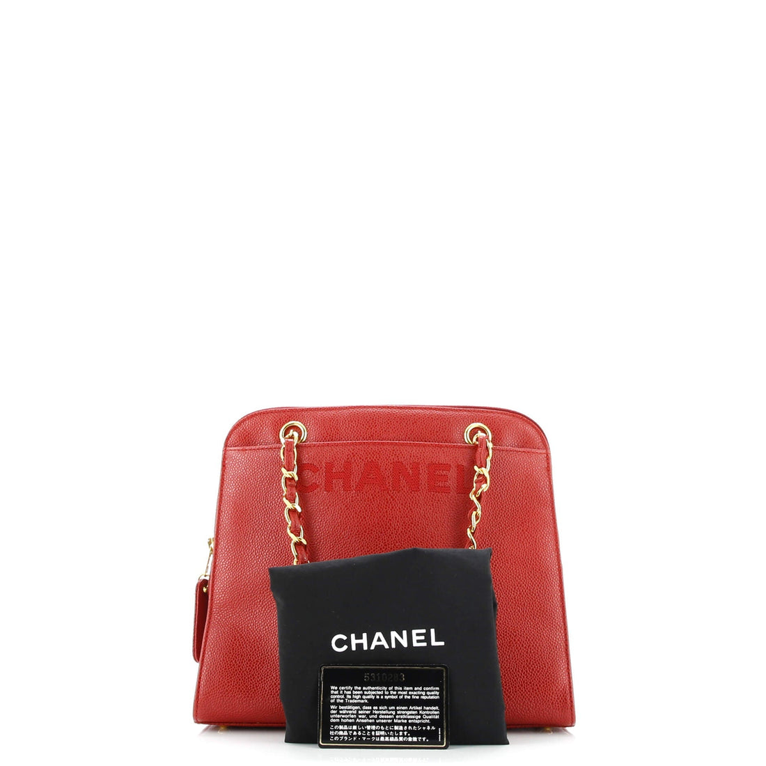 Vintage Logo Chain Tote Caviar Small