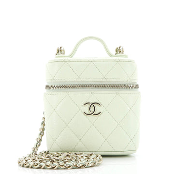 Handle with Care Vanity Case with Chain Quilted Caviar