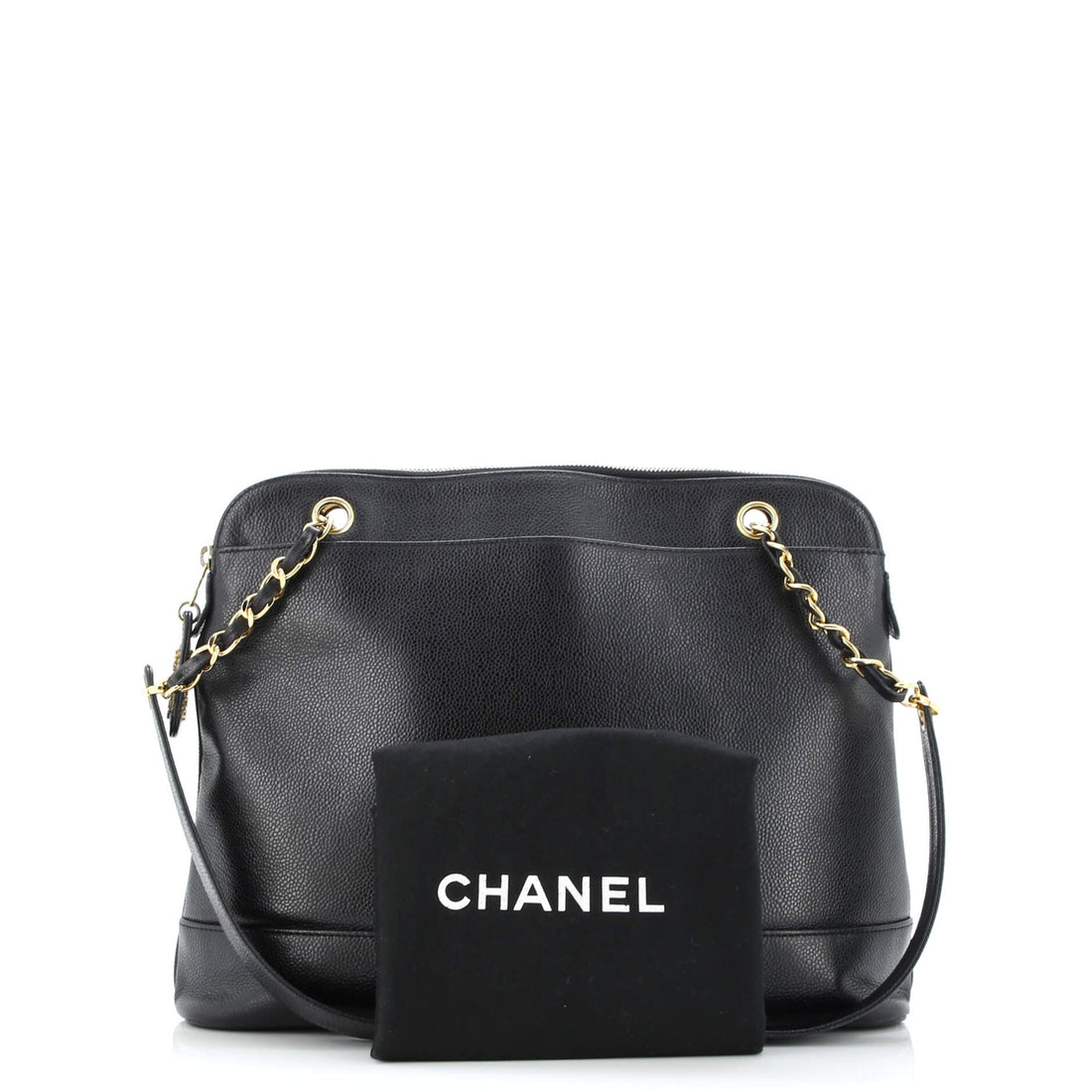 Vintage Logo Chain Tote Caviar Large