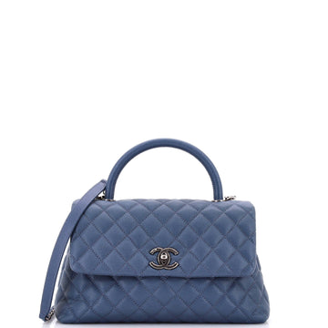 Coco Top Handle Bag Quilted Caviar Small