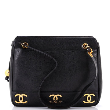 Vintage Metal CC Shoulder Bag Caviar Small