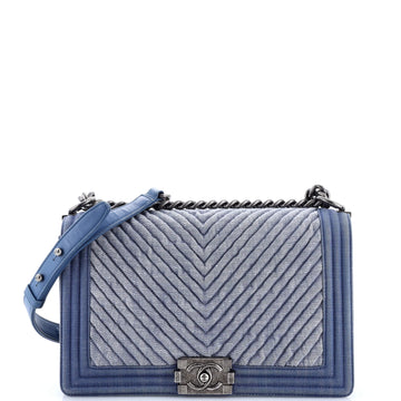 Boy Flap Bag Chevron Denim New Medium