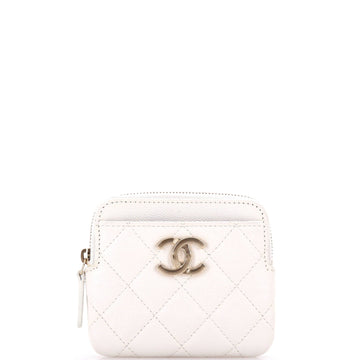 Textured CC Square Zip Around Card Holder Wallet Quilted Caviar