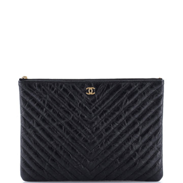 O Case Clutch Chevron Aged Calfskin Medium