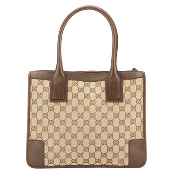 G*G Brown Leather CS Supreme Canvas Tote Bag (Pre Owned)