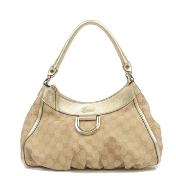 GUCCI Abbey Line EC Canvas Leather Shoulder Bag Beige Gold 190525