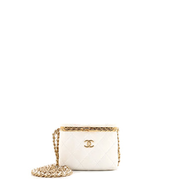 Lock Frame Vanity Case with Chain Quilted Lambskin Small