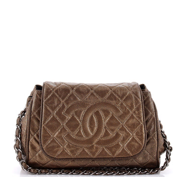 Timeless Accordion Flap Bag Quilted Caviar