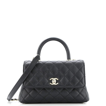 Coco Top Handle Bag Quilted Caviar Mini
