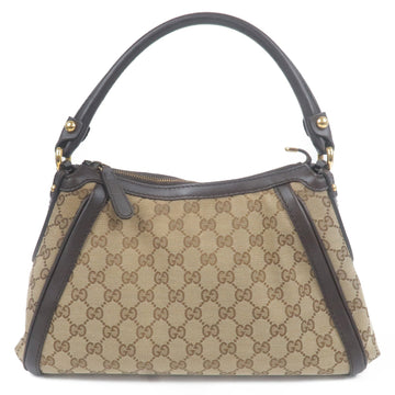 GUCCI CS Canvas Leather Shoulder Bag Beige Brown 282298