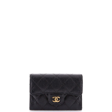 Classic Flap Card Case Quilted Caviar