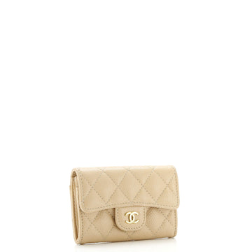 Classic Flap Card Case Quilted Caviar