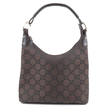 GUCCI CS Nylon Leather Shoulder Bag Purse Brown 179776